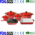 6PCS Enamel Cast Iron Cookware Set for Kitchen